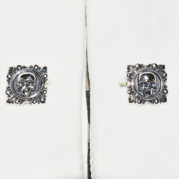 STERLING SILVER 925 DESIGNER CUFFLINKS SCULL DESIGN ONE SIZE NEWLY HANDMADE - Picture 2 of 15